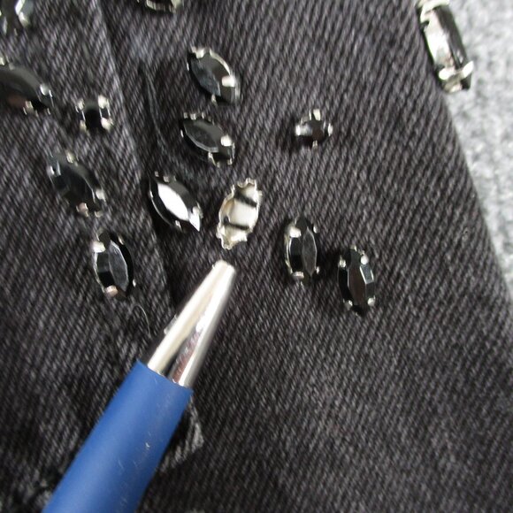 Free People Skirt Womens 0 Black Denim Beaded Gem Cut Off Short Mini Jean 28 - Picture 10 of 14